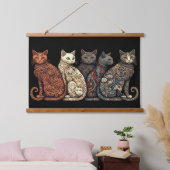 Groep katten in Victoriaans achtergrond Hangend Wandkleed (Slaapkamer)