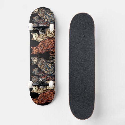 Groep katten in Victoriaans achtergrond Persoonlijk Skateboard (Voorkant)