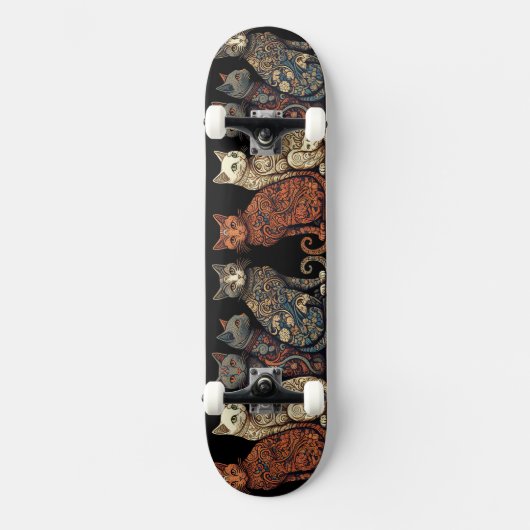 Groep katten in Victoriaans achtergrond Persoonlijk Skateboard (Voorkant)