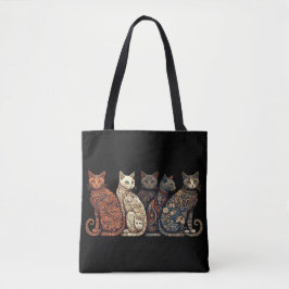 Groep katten in Victoriaans achtergrond Tote Bag