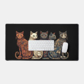Groep katten in Victoriaanse behangstijl Bureaumat (Keyboard & Muis)