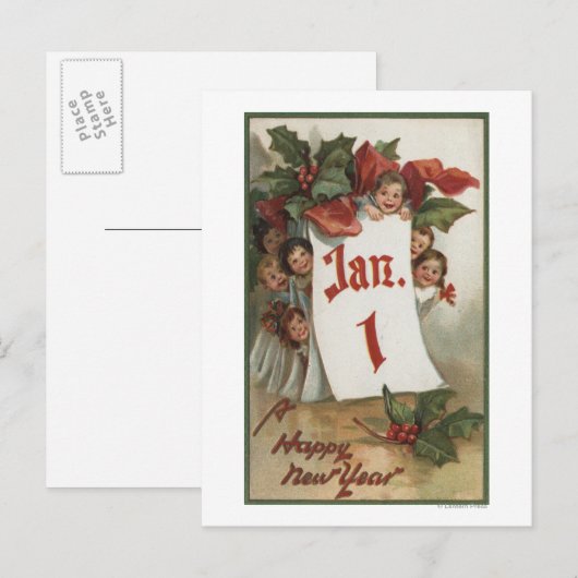 Groep Kinderen die achter de agenda schuilgaan Briefkaart (Voorkant / Achterkant)