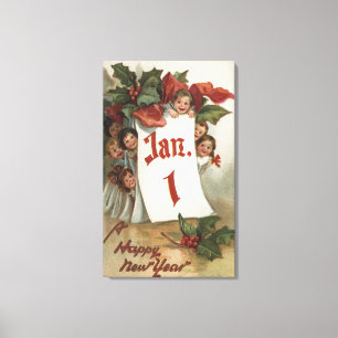 Groep Kinderen die achter de agenda schuilgaan Canvas Afdruk