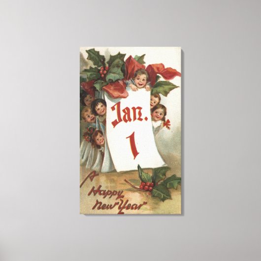 Groep Kinderen die achter de agenda schuilgaan Canvas Afdruk (Voorkant)