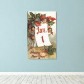 Groep Kinderen die achter de agenda schuilgaan Canvas Afdruk (Insitu (Houten vloer))