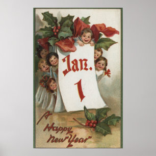 Groep Kinderen die achter de agenda schuilgaan Poster