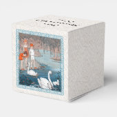 Groep kinderen die zwanen voeden bij Lake Blue Lij Bedankdoosjes (Achterkant)