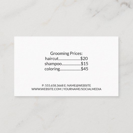 Groep kleine honden | Verzorgingshulpmiddelen Visitekaartje (Achterkant)