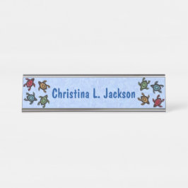 Groep kleurrijke schildpadden Abstracte markeringe Bureau Naambordje