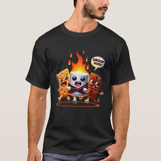 Groep Knuffel Marshmallow Kampvuur Smores Funny Ca T-shirt (Voorkant)