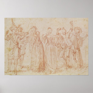 Groep komische en tragische actoren poster