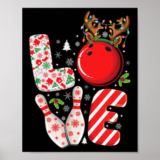 Groep Matching Kerstmis Bowling Ball En Pins Kerst Poster (Voorkant)