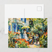 Groep mensen in de tuin voor een villa feestdagenkaart (Voorkant / Achterkant)