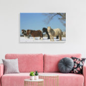 Groep minipaarden in de sneeuw canvas afdruk (Insitu (Woonkamer))