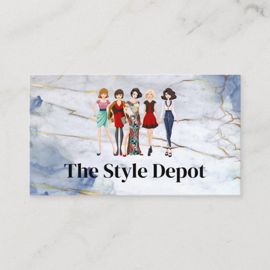 Groep modellen met verschillende kledingstijlen visitekaartje (Voorkant)