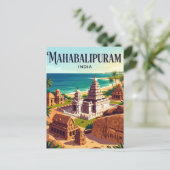 Groep monumenten bij Mahabalipuram India Briefkaart (Staand voorkant)