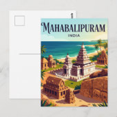Groep monumenten bij Mahabalipuram India Briefkaart (Voorkant / Achterkant)
