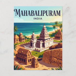 Groep monumenten bij Mahabalipuram India Briefkaart