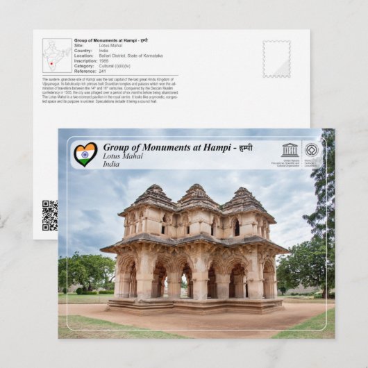 Groep monumenten Hampi - Lotus Mahal Briefkaart (Voorkant / Achterkant)