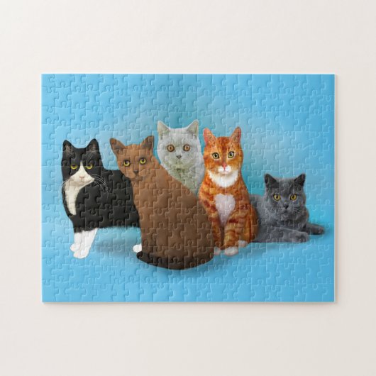 Groep mooie katten voor kattenbrood legpuzzel (Horizontaal)