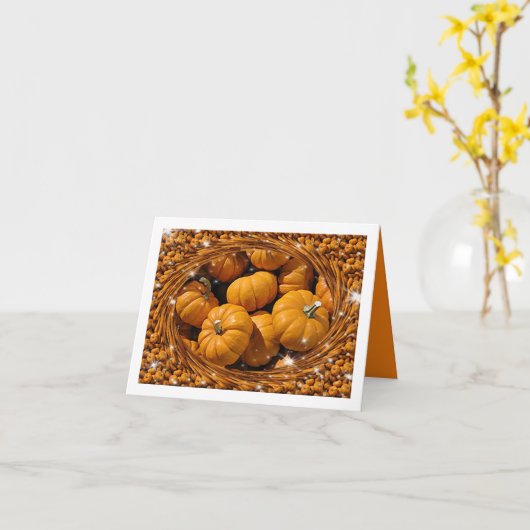 Groep mousserende pompoenen met gekruld Lijst Kaart (Gele Bloem)