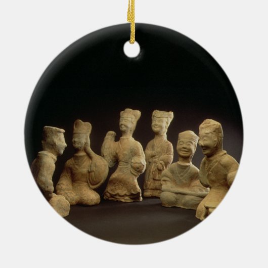 Groep muzikanten, dansers en hulpfunctionarissen ( keramisch ornament (Achterkant)