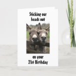 GROEP OF COUPLE DONKEY HAPPY *21st* Birthday Kaart<br><div class="desc">FUN om zowel een paar of twee vrienden of familieleden die samen HAPPY ***21st Birthday** aan iedereen op hun zeer speciale dag kunnen zeggen,  te sturen en te ontvangen en als groep te gebruiken. Bedankt voor een van mijn acht winkels.!!!</div>