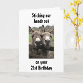 GROEP OF KOPPEL EZEL GELUKKIG *21ste* Verjaardag Kaart (Gele Bloem)
