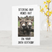 GROEP OF KOPPEL EZEL GELUKKIGE 30e verjaardag Kaart (Gele Bloem)