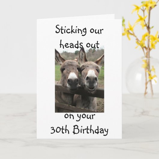 GROEP OF PAAR EZEL GELUKKIGE 30e VERJAARDAG Kaart (Gele Bloem)