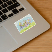 Groep paaskonijntjes eiermanden in gras sticker