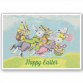 Groep paaskonijntjes eiermanden in gras sticker (Voorkant)