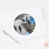 Groep pinguïns ronde sticker (Envelop)