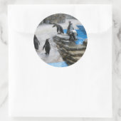 Groep pinguïns ronde sticker (Tas)
