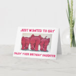 GROEP PINKELEPHANTS HEEFT BIRTHDAY DAUGHTER KAART<br><div class="desc">PINK ELEPHANTS ZOWEL VOOR "DAUGHTER" OP "HAAR GROTE DAG" ZAL GEWEEST ZIJN OM TE VERZENDEN EN TE ONTVANGEN. GEEF VANDAAG EEN KLEIN GEZICHT OP HAAR VLAK!</div>