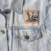 Groep Ringstaartmaki's Vierkante Button 5,1 Cm (In situ)