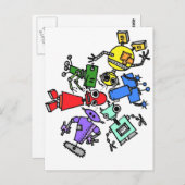 Groep robots 2 briefkaart (Voorkant / Achterkant)