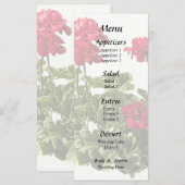 Groep Rode Geraniums Menu (Voorkant / Achterkant)