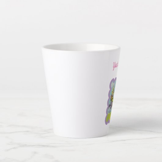 Groep Running Paaskonijnen in gras Eieren Manden Latte Mok (Voorkant)