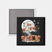 Groep Santa Rendier Elf Eekhoorns op kerstboom Magneet (Voorkant / Achterkant)