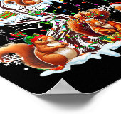 Groep Santa Rendier Elf Eekhoorns op kerstboom Poster (Hoek)