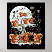 Groep Santa Rendier Elf Eekhoorns op kerstboom Poster (Voorkant)
