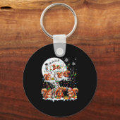 Groep Santa Rendier Elf Eekhoorns op kerstboom Sleutelhanger (Voorkant)