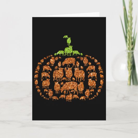 Groep Schapen Pompoen Cute Vorm Halloween Thanksgi Kaart (Voorkant)