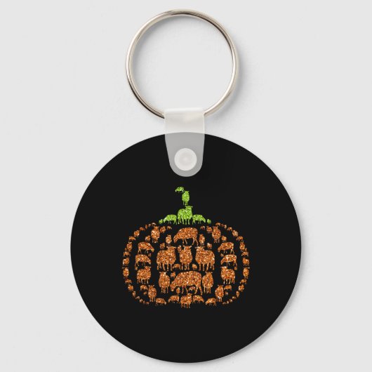 Groep Schapen Pompoen Schattigee Vorm Halloween Th Sleutelhanger (Voorkant)