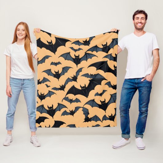 Groep schattige vleermuizen fleece deken (In situ)