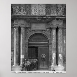 Groep schooljongens die het Hotel de Ville verlate Poster