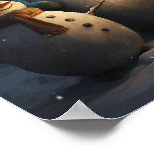 Groep Sneeuwmannen met geruite sjaals Poster (Hoek)