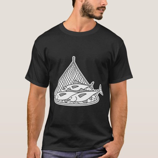 Groep tonijn op visnet t-shirt (Voorkant)