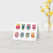 Groep Uilen Aangepaste Notitiekaart (Gele Bloem)